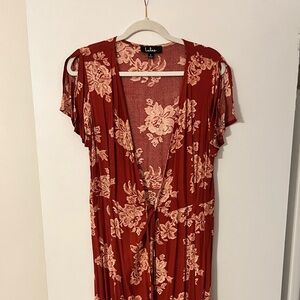 Red Floral Lulus Wrap Dress